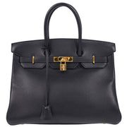 Hermes 1997 Blue Indigo Gulliver Birkin 35 Handbag