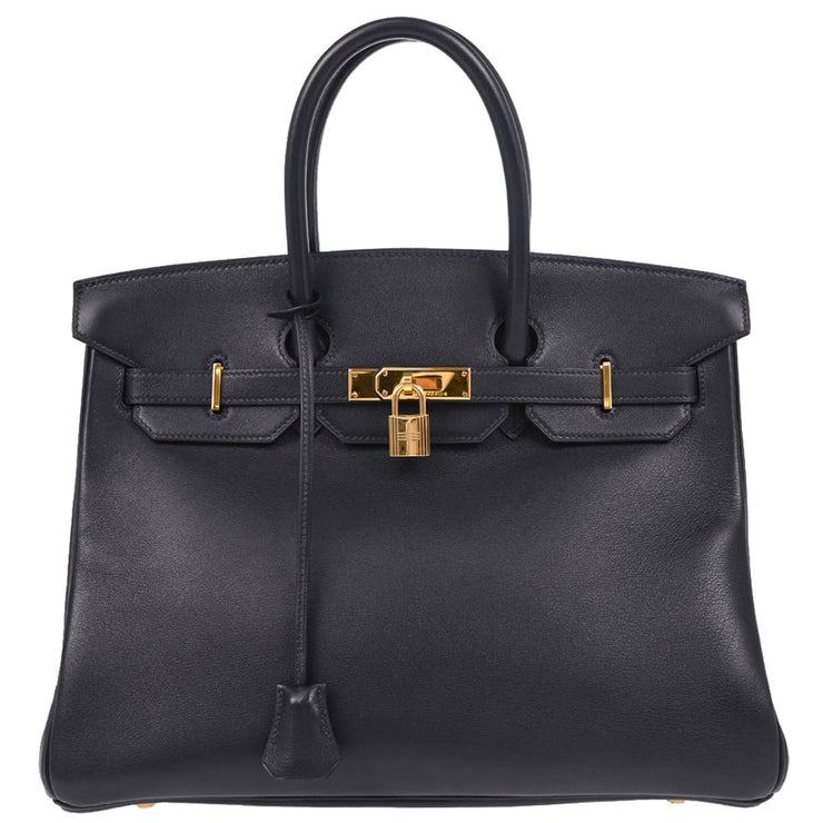 Hermes 1997 Blue Indigo Gulliver Birkin 35 Handbag