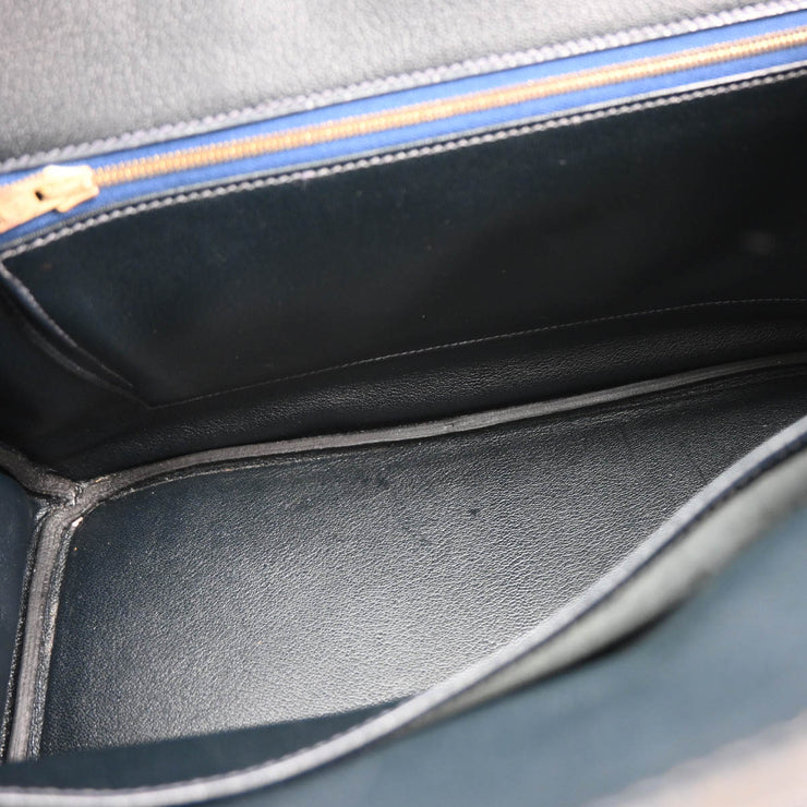 Hermes 1997 Blue Indigo Gulliver Birkin 35 Handbag