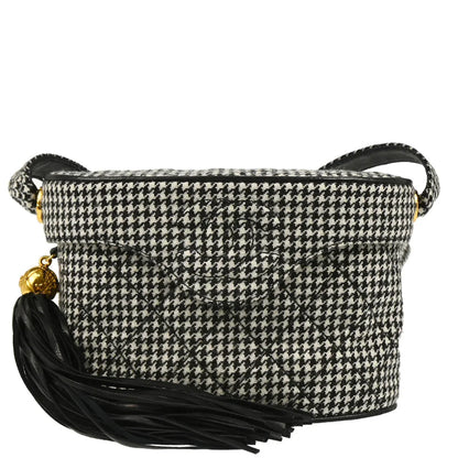 Chanel 1989-1991 Black White Cotton Houndstooth Binocular Bag