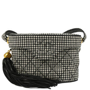 Chanel 1989-1991 Black White Cotton Houndstooth Binocular Bag