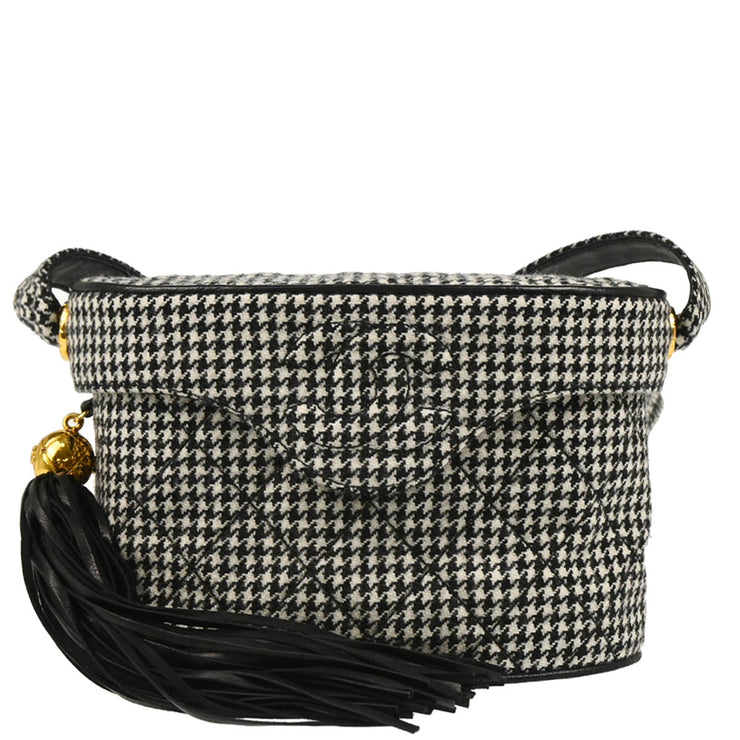 Chanel 1989-1991 Black White Cotton Houndstooth Binocular Bag