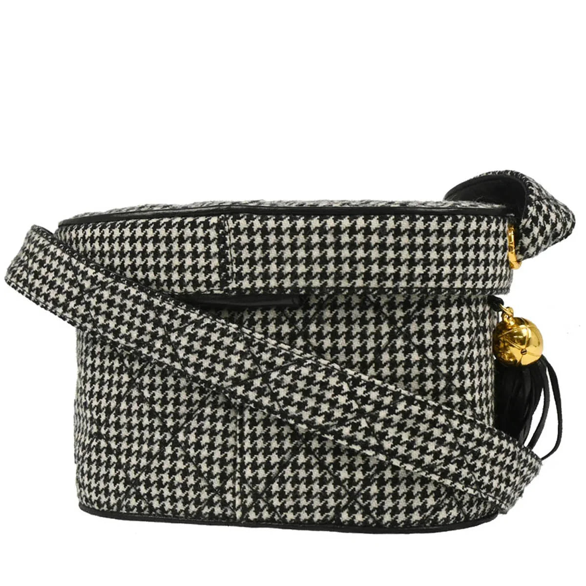 Chanel 1989-1991 Black White Cotton Houndstooth Binocular Bag