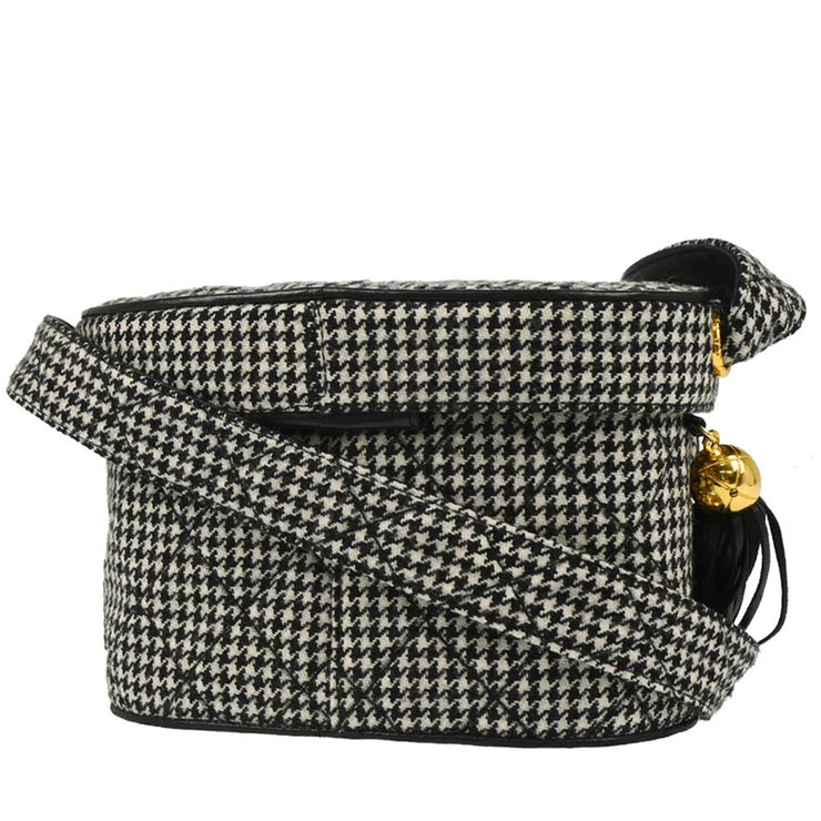 Chanel 1989-1991 Black White Cotton Houndstooth Binocular Bag