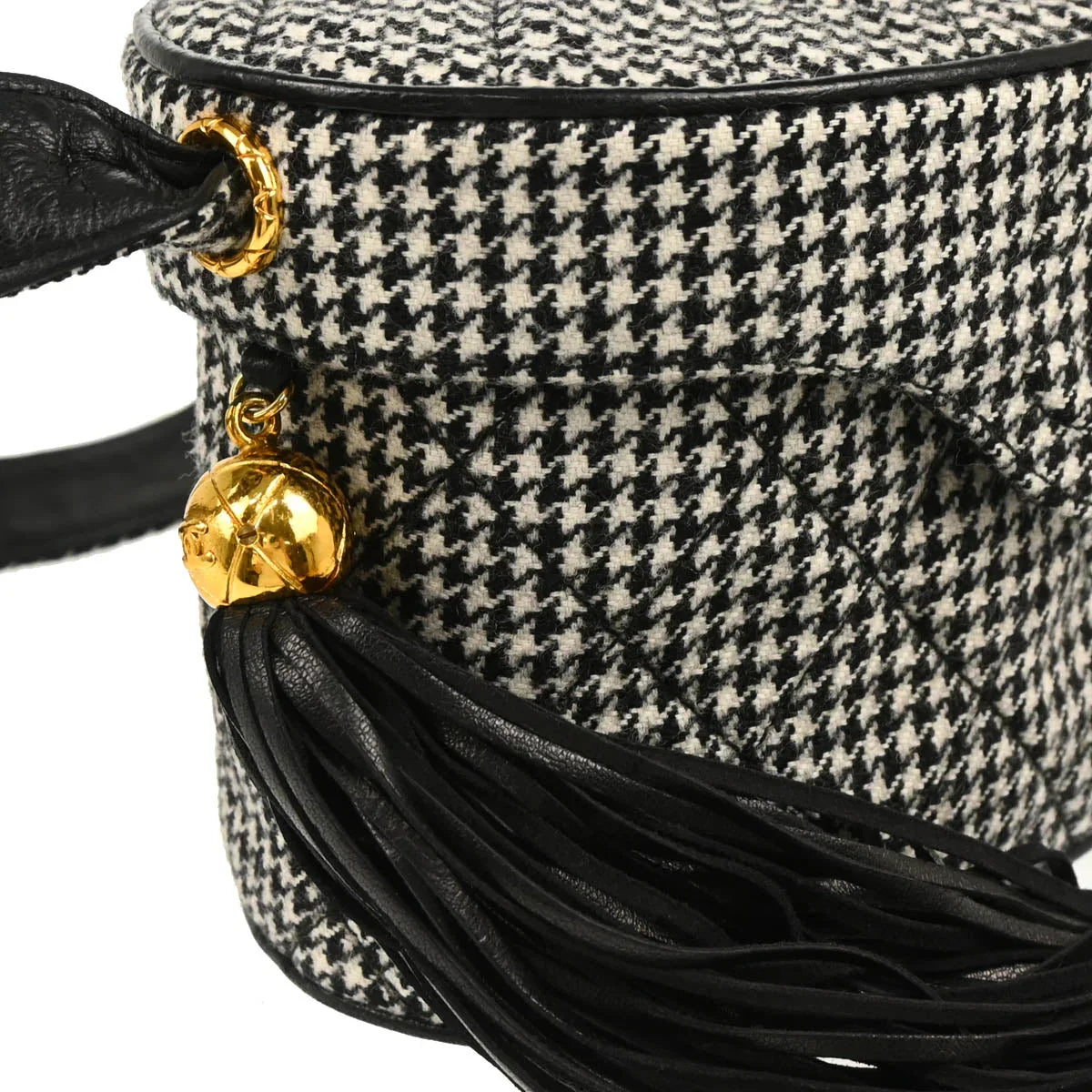 Chanel 1989-1991 Black White Cotton Houndstooth Binocular Bag