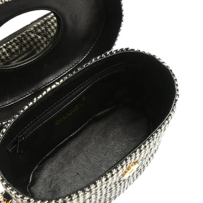 Chanel 1989-1991 Black White Cotton Houndstooth Binocular Bag