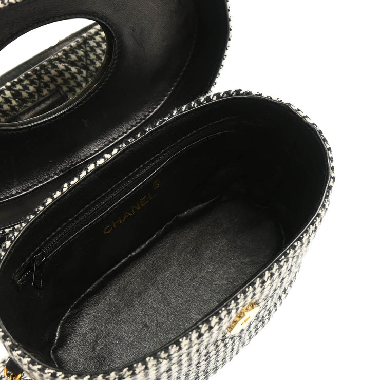Chanel 1989-1991 Black White Cotton Houndstooth Binocular Bag