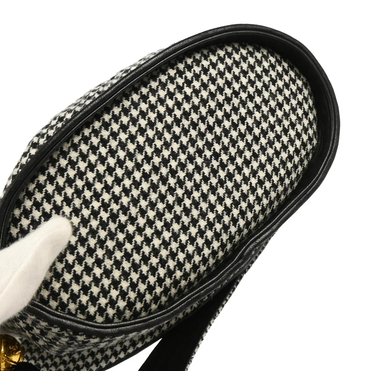 Chanel 1989-1991 Black White Cotton Houndstooth Binocular Bag