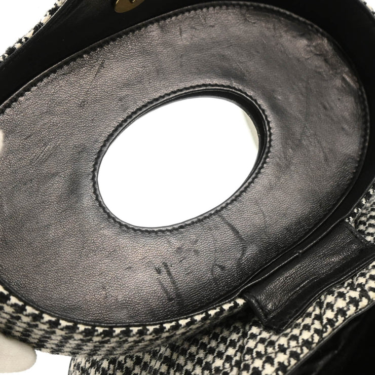 Chanel 1989-1991 Black White Cotton Houndstooth Binocular Bag