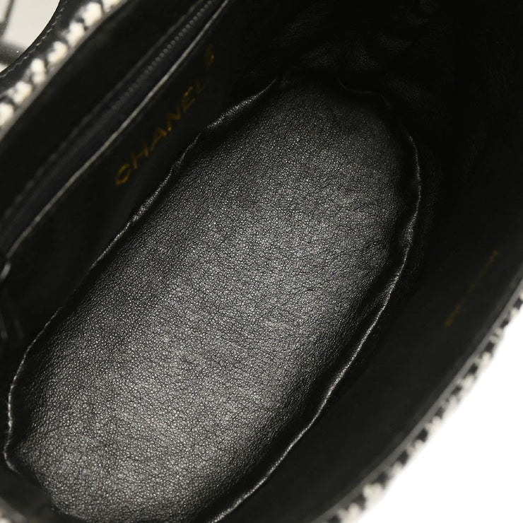 Chanel 1989-1991 Black White Cotton Houndstooth Binocular Bag