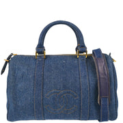 Chanel 1996-1997 Blue Denim 2way Duffle Handbag