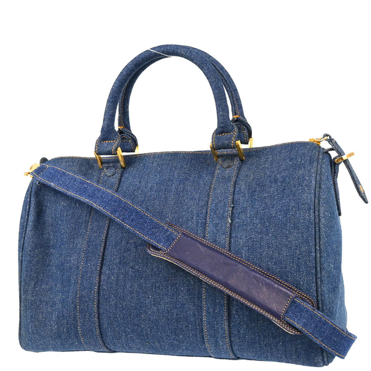 Chanel 1996-1997 Blue Denim 2way Duffle Handbag