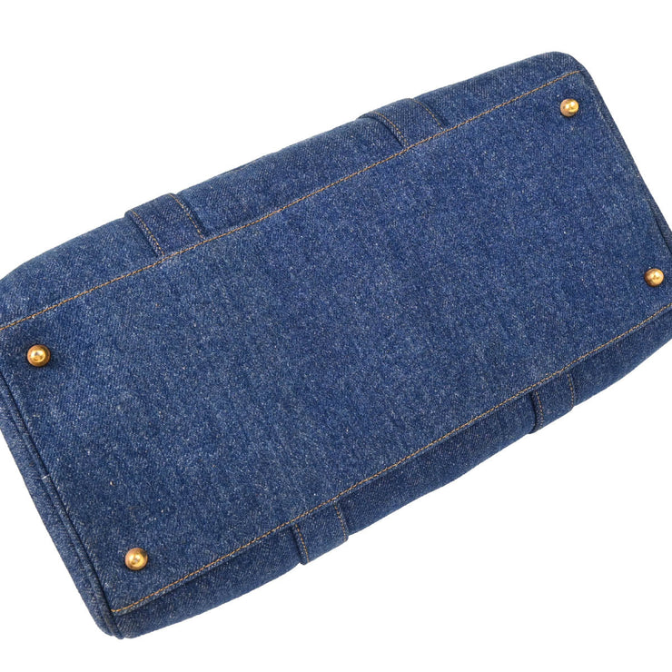 Chanel 1996-1997 Blue Denim 2way Duffle Handbag