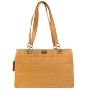 Chanel 2001-2003 Beige Caviar Wild Stitch Choco Bar Shoulder Bag