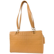 Chanel 2001-2003 Beige Caviar Wild Stitch Choco Bar Shoulder Bag