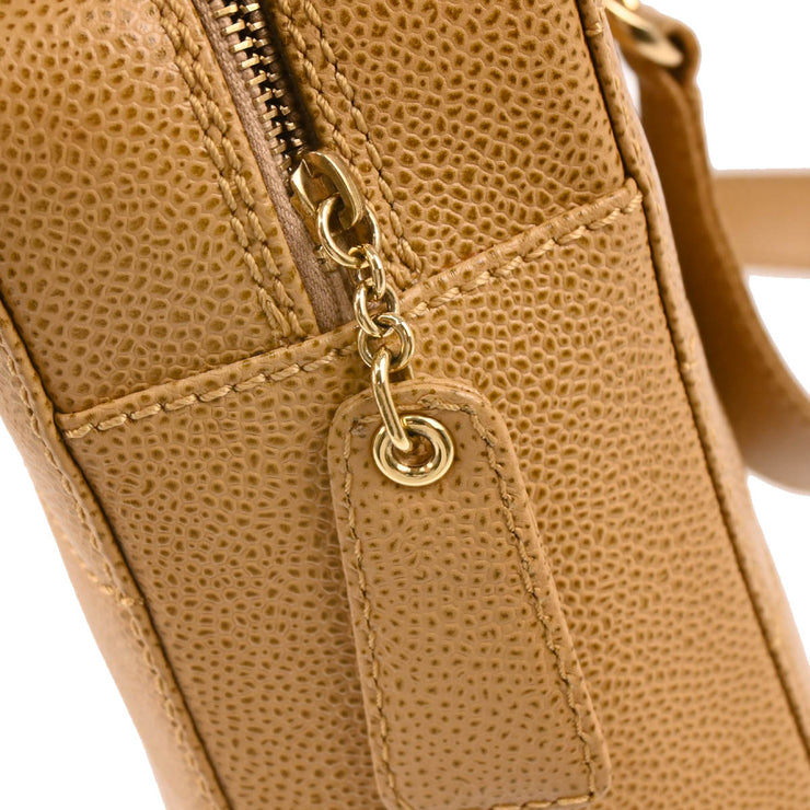 Chanel 2001-2003 Beige Caviar Wild Stitch Choco Bar Shoulder Bag
