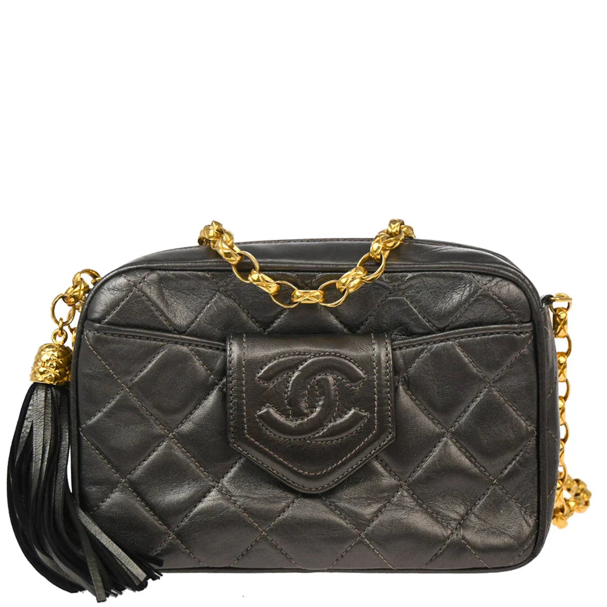 Chanel 1989-1991 Gray Lambskin Camera Bag Mini
