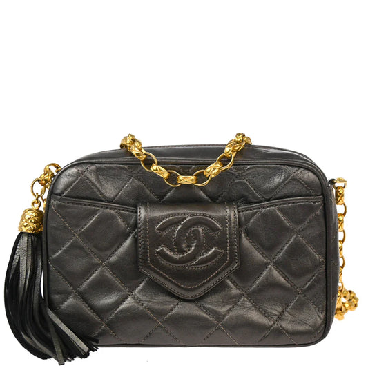 Chanel 1989-1991 Gray Lambskin Camera Bag Mini