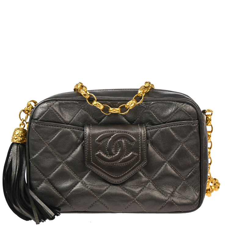 Chanel 1989-1991 Gray Lambskin Camera Bag Mini