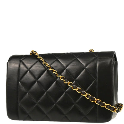 Chanel 1994-1996 Black Lambskin Small Diana Shoulder Bag