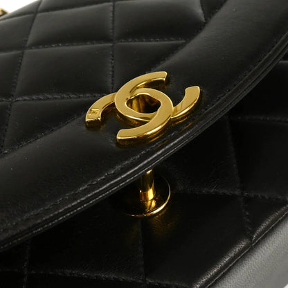 Chanel 1994-1996 Black Lambskin Small Diana Shoulder Bag