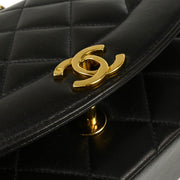 Chanel 1994-1996 Black Lambskin Small Diana Shoulder Bag