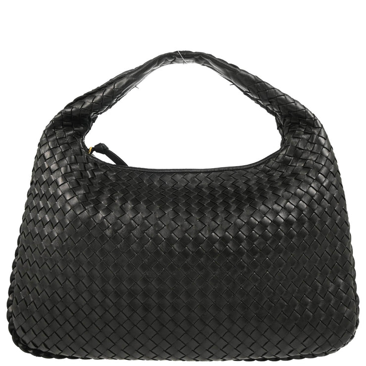 Bottega Veneta Black Intrecciato Hobo Handbag