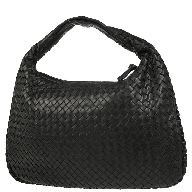 Bottega Veneta Black Intrecciato Hobo Handbag