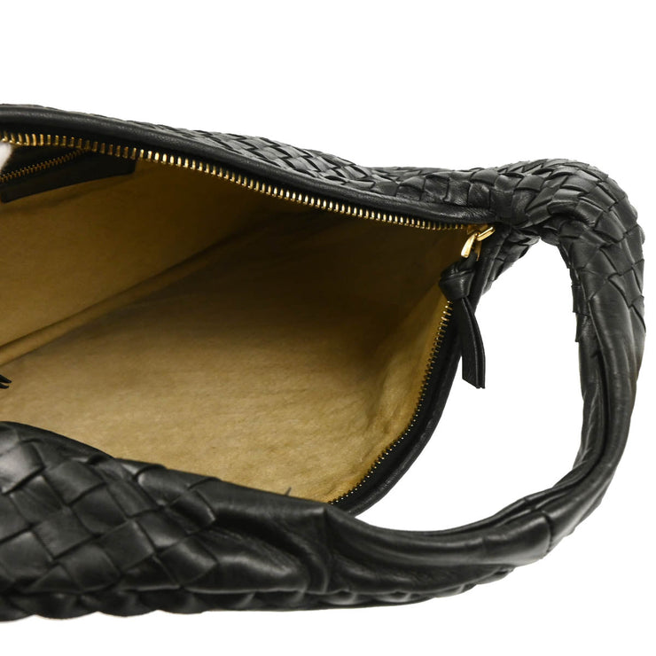 Bottega Veneta Black Intrecciato Hobo Handbag