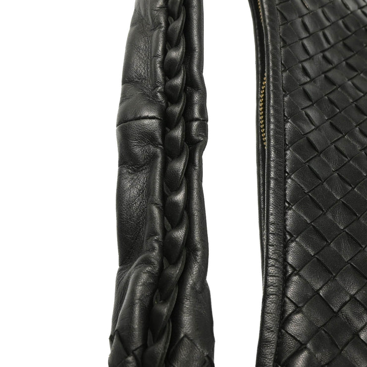 Bottega Veneta Black Intrecciato Hobo Handbag