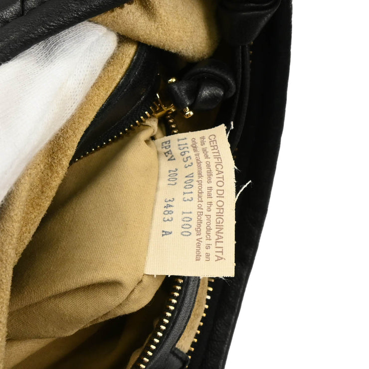 Bottega Veneta Black Intrecciato Hobo Handbag