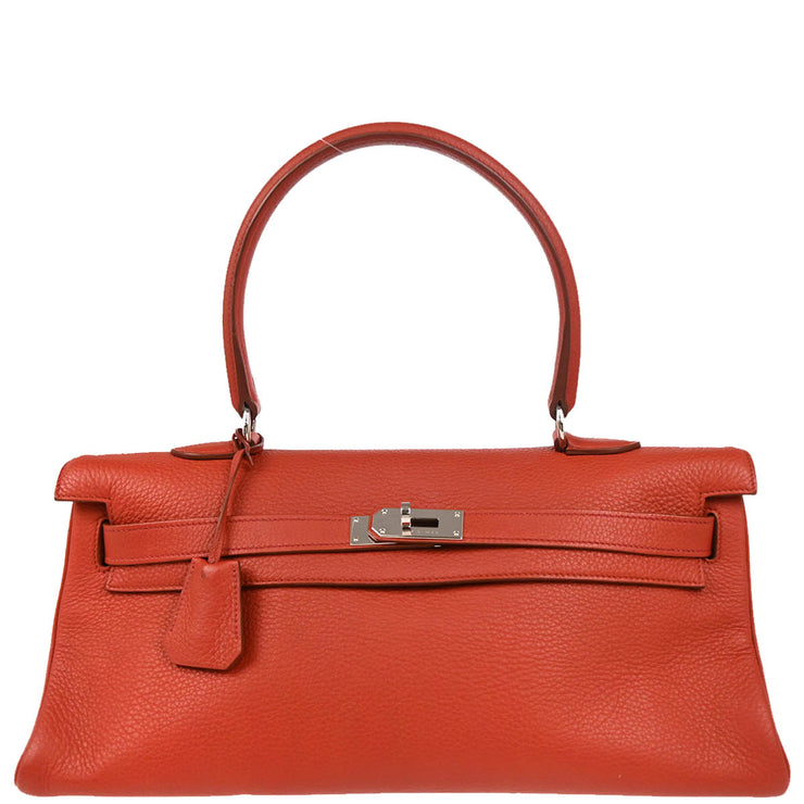 Hermes 2009 Sanguine Taurillon Clemence Shoulder Kelly Handbag