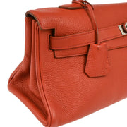 Hermes 2009 Sanguine Taurillon Clemence Shoulder Kelly Handbag
