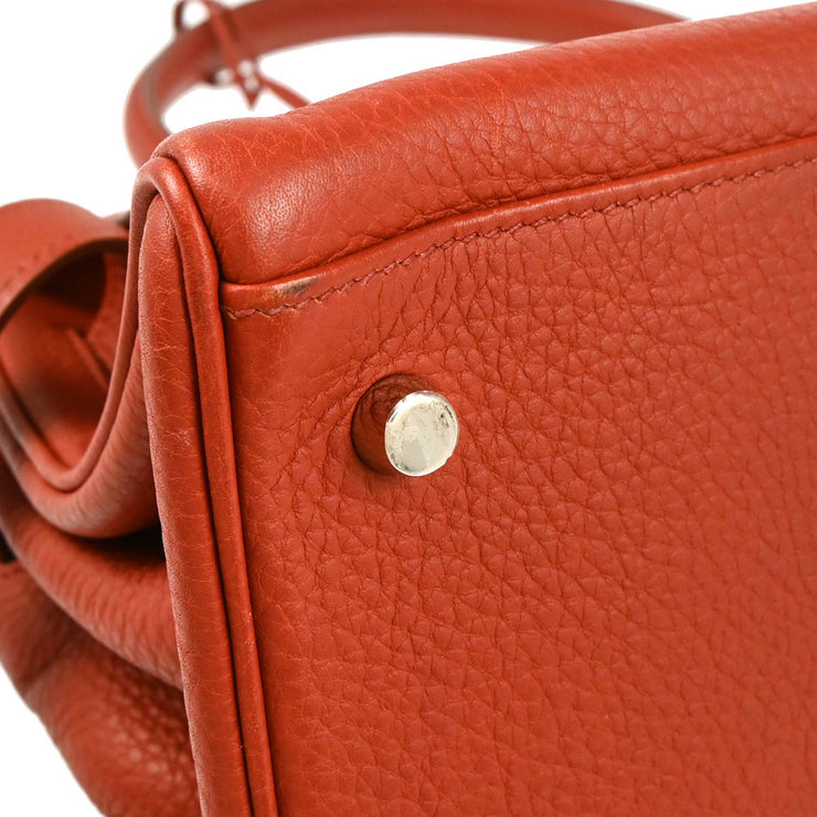 Hermes 2009 Sanguine Taurillon Clemence Shoulder Kelly Handbag