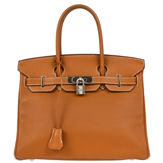 Hermes 2006 Gold Taurillon Clemence Birkin 30 Handbag