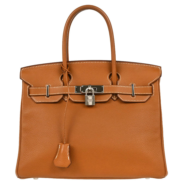 Hermes 2006 Gold Taurillon Clemence Birkin 30 Handbag