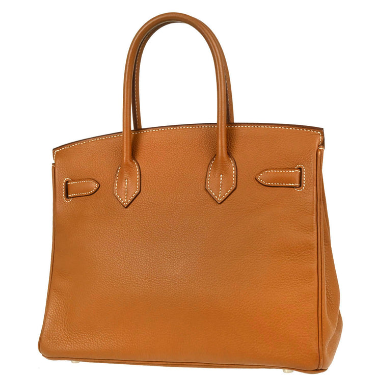 Hermes 2006 Gold Taurillon Clemence Birkin 30 Handbag