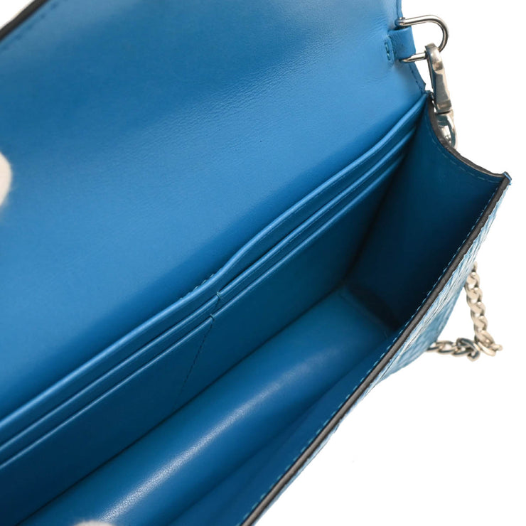 Miu Miu Turquoise Blue Embossed Leather Bijou Clutch Shoulder Bag