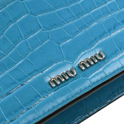Miu Miu Turquoise Blue Embossed Leather Bijou Clutch Shoulder Bag