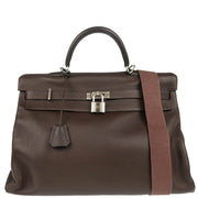 Hermes 2001 Cafe Taurillon Clemence Kelly 50 Retourne 2way Shoulder Handbag