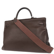 Hermes 2001 Cafe Taurillon Clemence Kelly 50 Retourne 2way Shoulder Handbag