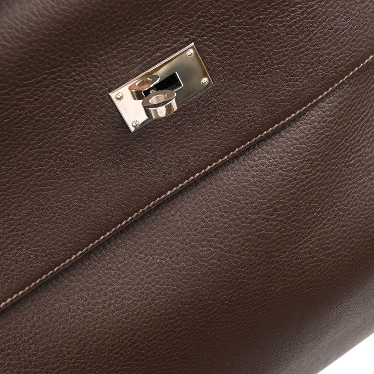 Hermes 2001 Cafe Taurillon Clemence Kelly 50 Retourne 2way Shoulder Handbag