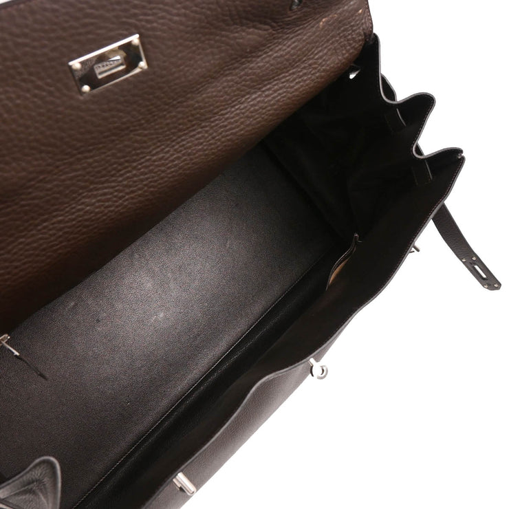 Hermes 2001 Cafe Taurillon Clemence Kelly 50 Retourne 2way Shoulder Handbag