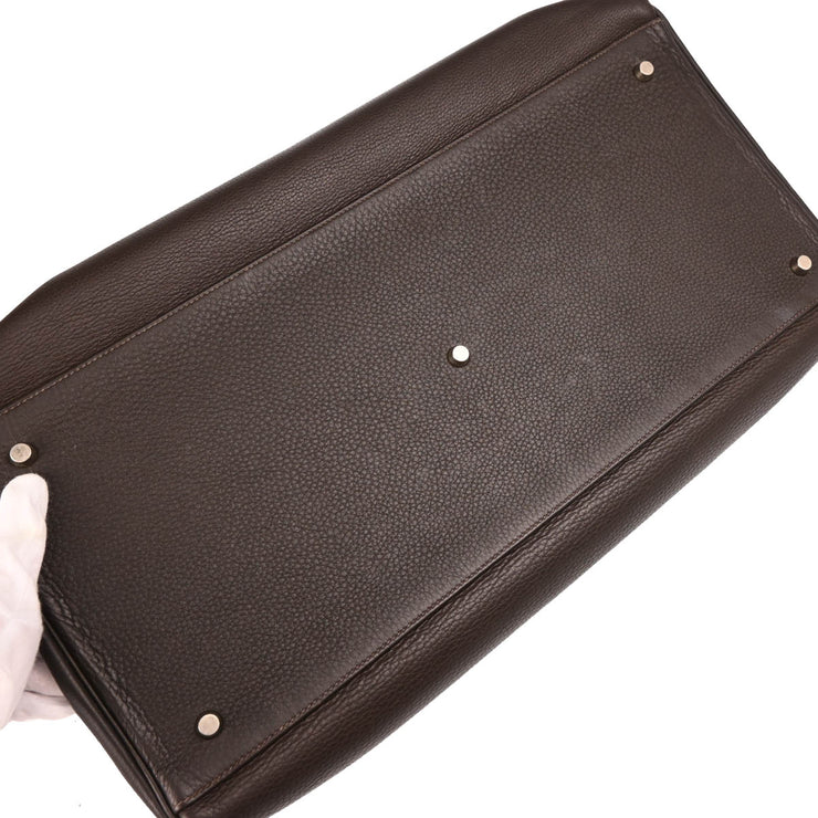 Hermes 2001 Cafe Taurillon Clemence Kelly 50 Retourne 2way Shoulder Handbag