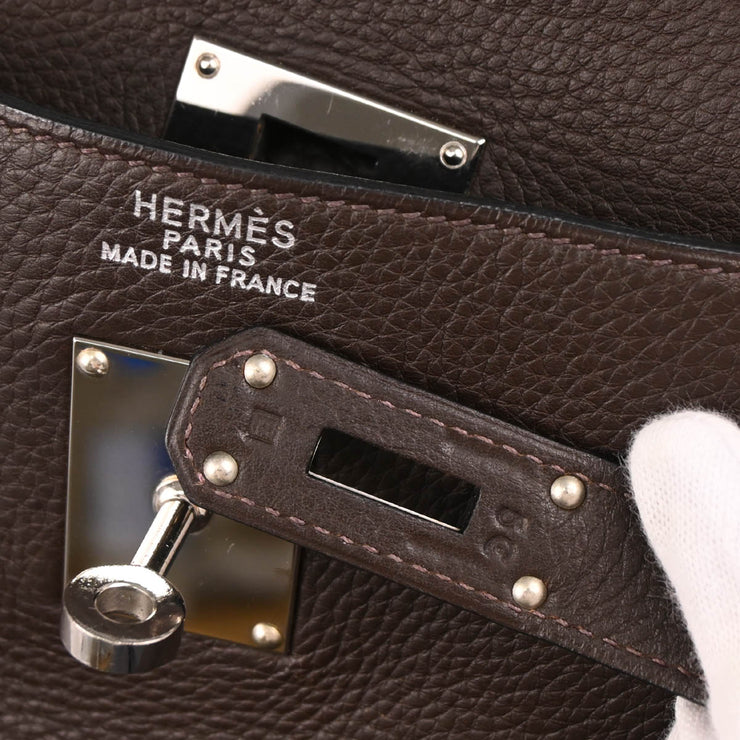 Hermes 2001 Cafe Taurillon Clemence Kelly 50 Retourne 2way Shoulder Handbag
