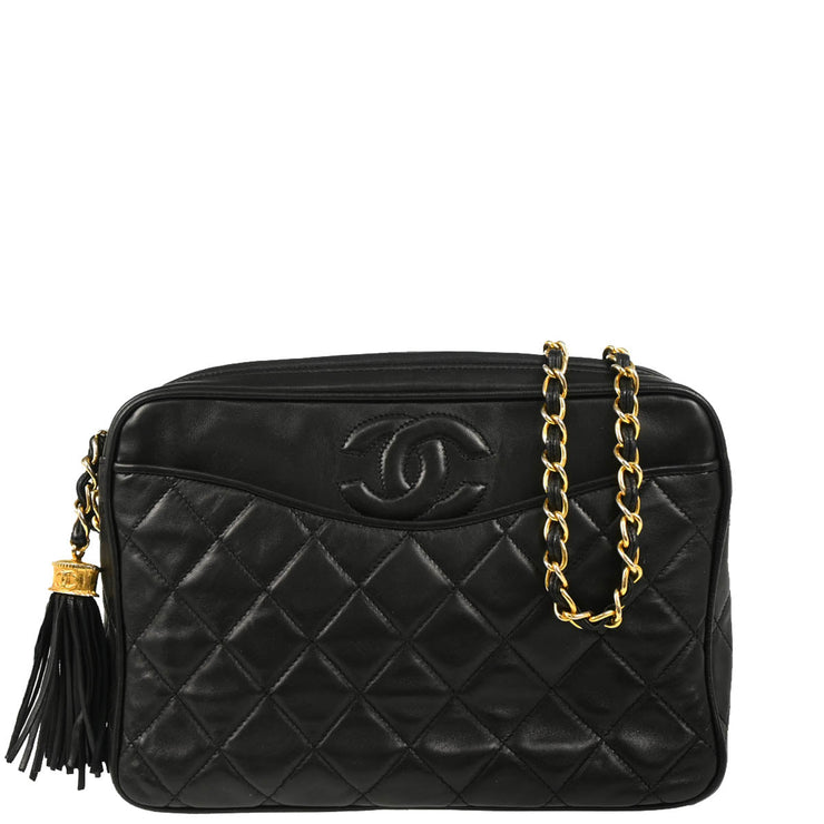 Chanel 1986-1988 Black Lambskin Camera Bag Small
