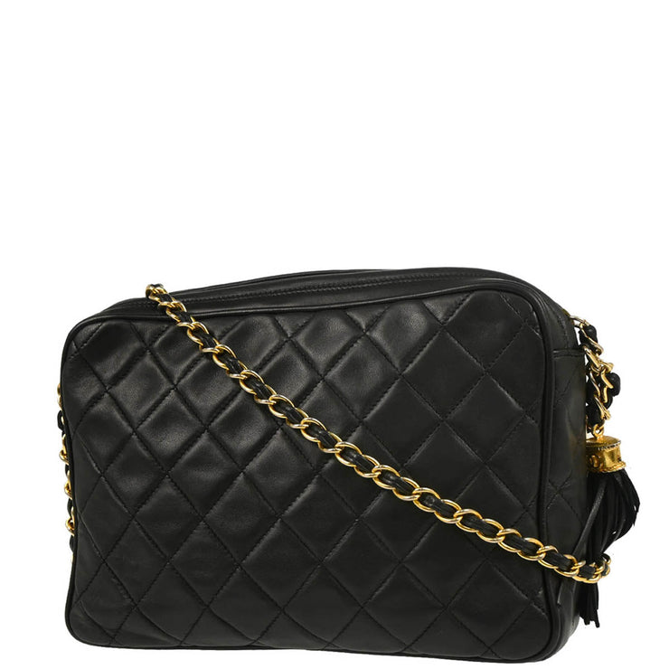 Chanel 1986-1988 Black Lambskin Camera Bag Small