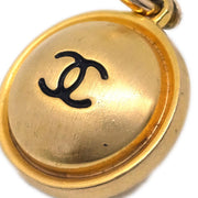 Chanel Button Dangle Piercing Earrings Gold 99P