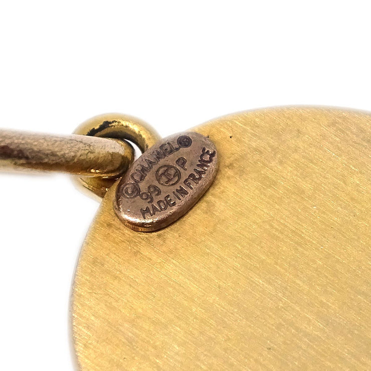 Chanel Button Dangle Piercing Earrings Gold 99P