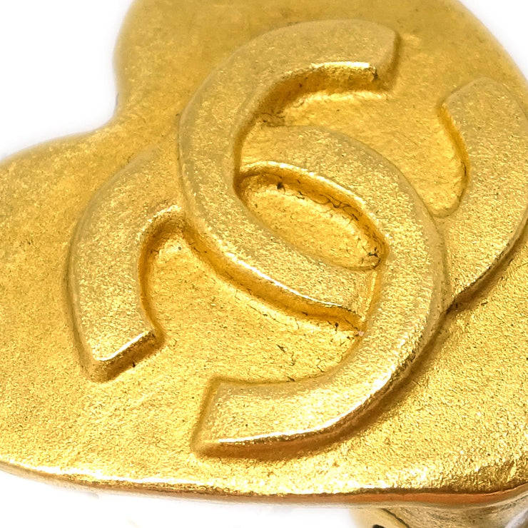 Chanel Gold Heart Earrings Clip-On 95P